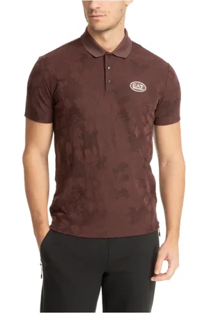 EA7 Polo Shirts, male, , M, Snap-button T-shirt with abstract pattern