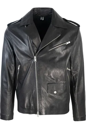 DFOUR Leather Jacket with Multiple Zip Pockets