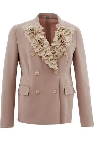 LARDINI Blazers, female, , M, Ruffled Double-Breasted Jacket in Powder