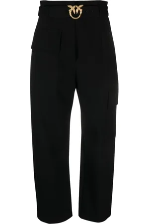 Pinko Cropped Trousers, female, , 2XS, Love Birds-Buckle Cargo Trousers
