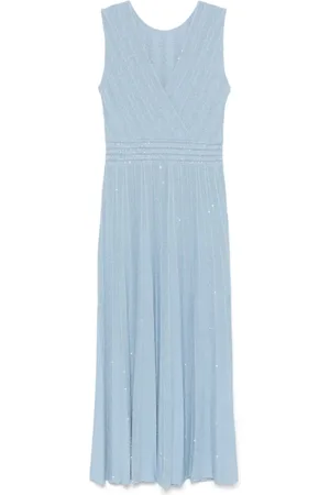 D.EXTERIOR Sky Knitted Maxi Dress with Sequin Appliqué