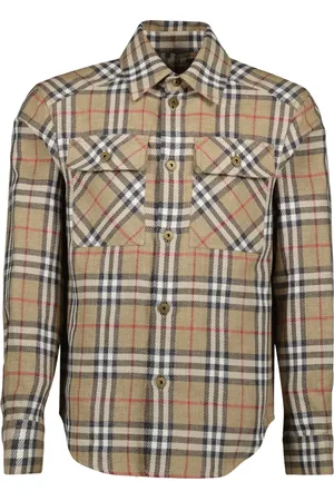 Burberry Casual Shirts, male, , L, Checkered Cotton and Linen Shirt