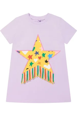 Stella McCartney Dresses, female, , 6 Y, Fringed Star Jersey Dress