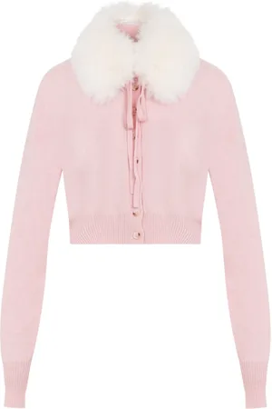 Sportmax Cardigans, female, , XS, Fake Fur Cardigan Removable Neck