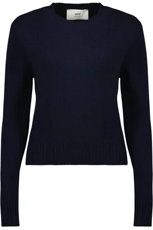 Ami Round-neck Knitwear, female, , L, Navy Heart Jumper