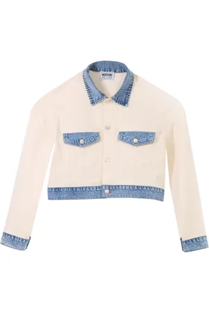 Moschino Denim Jackets, female, , XS, Cropped Denim Jacket with Contrast Details