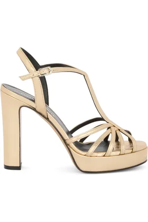 Guglielmo Rotta Golden Calf Leather Heel Sandals