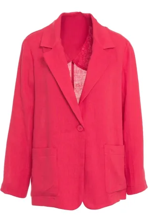 Kaos Red Linen Blazer Notched Lapels