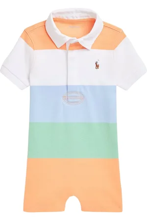 Ralph Lauren Baby Boys Striped Rugby Romper in Multicolour