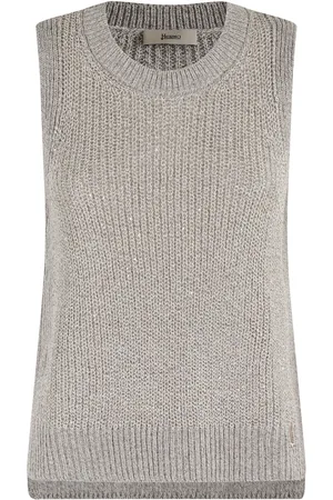 HERNO Sleeveless Tops, female, , XS, Glitter Knit Vest