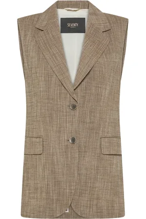 SEVENTY BY SERGIO TEGON Vests, female, , M, Long Linen Flamed Vest Jacket