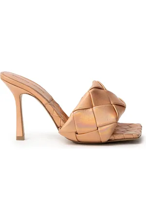 Bottega Veneta Heeled Mules, female, , 4 1/2 UK, Metallic Sandal Mule with Tubular Weave