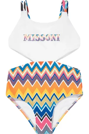 Missoni Zigzag Logo Swimsuit in White