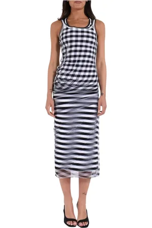 Sportmax Draped Long Dress with Striped Print