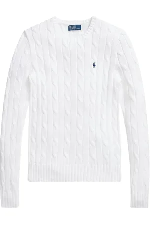 Ralph Lauren Round-neck Knitwear, female, , M, Cable-Knit Cotton Crewneck Jumper