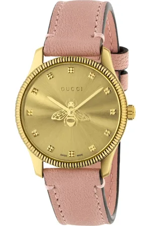 Gucci Watches, female, , ONE SIZE, Golden Bee Dial with Pink Leather Strap