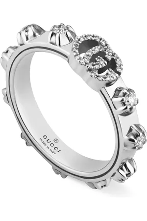 Gucci Rings, female, , 53 MM, Ybc554303001 - 18kt white gold, diamonds - GG Running ring in 18kt white gold and diamonds