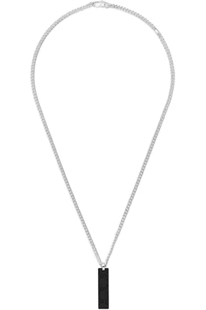 Gucci Necklaces, female, , ONE SIZE, Tag Necklace in sterling silver and black rubberized tag _length 50/55 cm