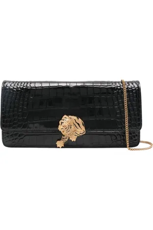 Roberto Cavalli Shoulder Bags, female, , ONE SIZE, Croc-Embossed Shoulder Bag with Tigre Gioiello
