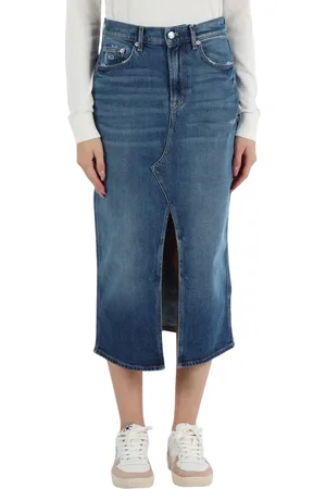 Tommy Hilfiger Denim Skirts, female, , W28, Denim midi skirt with front slit
