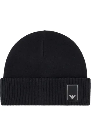 Emporio Armani Beanies, male, , S, Ribbed Knit Logo Patch Hats