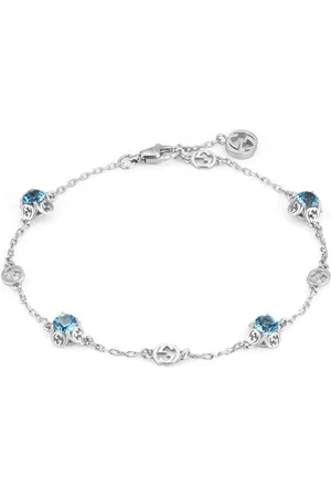 Gucci Bracelet in 18kt white gold with topazes and Interlocking G detail