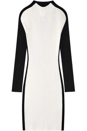 Courrèges Knitted Dresses, female, , S, Ribbed Knit Color-Block Dress