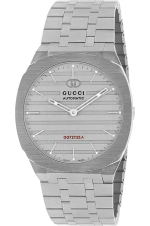 Gucci Watches, female, , ONE SIZE, Uomo/Donna - Ya163302 - 40mm 40 mm stainless steel multi layered case, heavy brushed grey dial with red Gg727.25.A caliber engraving, five links stainless steel bracelet