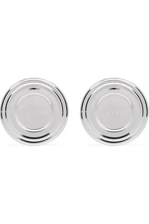 Jean Paul Gaultier Engraved Logo Silver-tone Earrings Pair