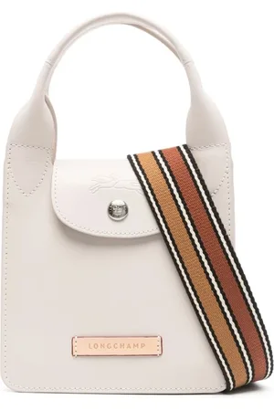 Longchamp Handbags, female, , ONE SIZE, Ecru Calf Leather Foldover Shoulder Bag
