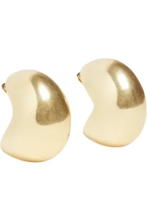 Max Mara Gold Tear Drop Logo Earrings Accessory