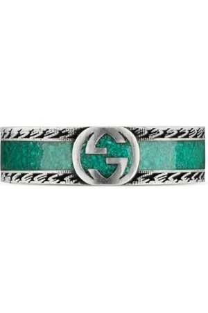 Gucci Rings, female, , 55 MM, - Ybc645573001 - Argento 925, smalto - Ring with Interlocking G motif in sterling silver and turquoise enamel