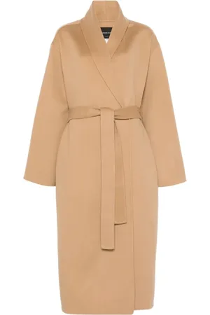 Fabiana Filippi Belted Coats, female, , S, Camel Wool Coat for Women