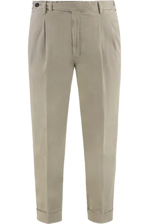 PT Torino Cotton blend trousers with roll-up cuffs
