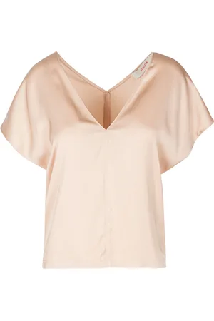 Jucca Satin V-neck Top with Short Sleeves
