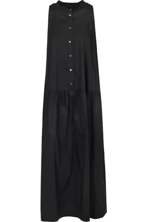 LIVIANA CONTI Maxi Dresses, female, , S, Long Cotton Sleeveless Dress with Ribbed Round Neck