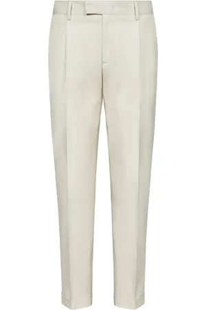 LOW BRAND Suit Trousers, male, , W42, Cream White Carrot Slim Fit Trousers