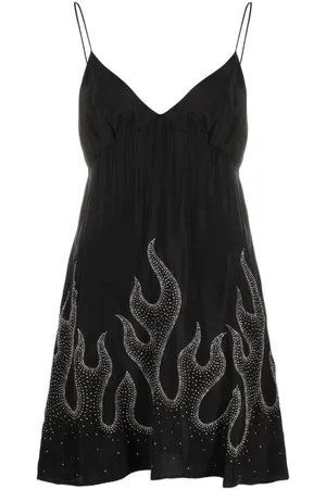 Palm Angels Short Dresses, female, , S, Flame-Print Mini Dress