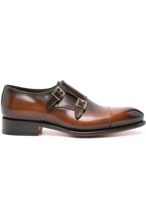 santoni Classic Leather Monk Shoes