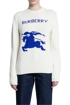 Burberry Round-neck Knitwear, female, , XS, Off- Wool Cashmere Knit Jumper