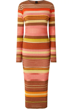 Pinko Knitted Dresses, female, , S, Rainbow Ribs Linen Dress