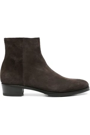 LIDFORT Ankle Boots, male, , 10 UK, Cedar Side Zip Stacked Heel Shoes