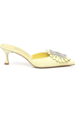 Manolo Blahnik Leather Heels with Jewel Buckle