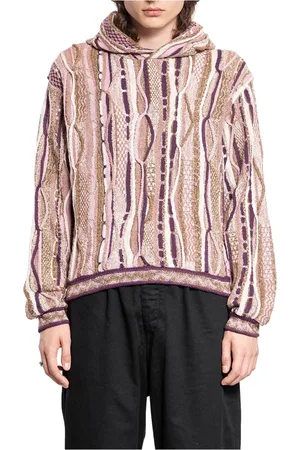 KAPITAL Hoodies, male, , S, Pink Cable Knit Gaudy Hoodie