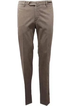 PT01 Slim Fit Cotton Trousers in Taupe