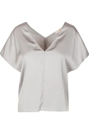 Jucca Satin V-Neck Top with Short Sleeves