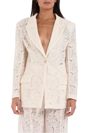 SIMONA CORSELLINI Blazers, female, , L, Oversized Lace Jacket with Embroidery