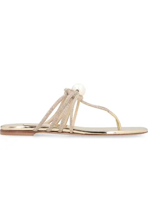 Casadei Flip Flops, female, , 6 UK, Strass Flat Sandals with Round Toeline