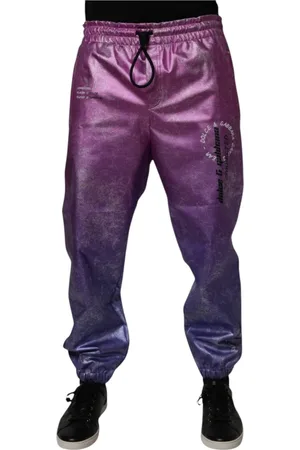 Dolce & Gabbana Sweatpants, male, , M, Purple Two Tone Jogger Trousers