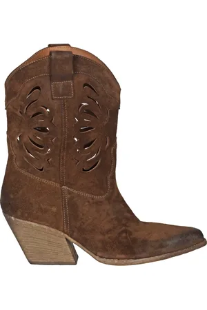 Elena Iachi Vintage suede Texan boots with perforated shaft